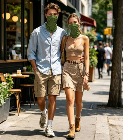 Fishing Neck Gaiter, Sun Protection Face Mask, Cooling Neck Shield Scarf Cycling Balaclava Bandana for Men and Women - color: Olive Green