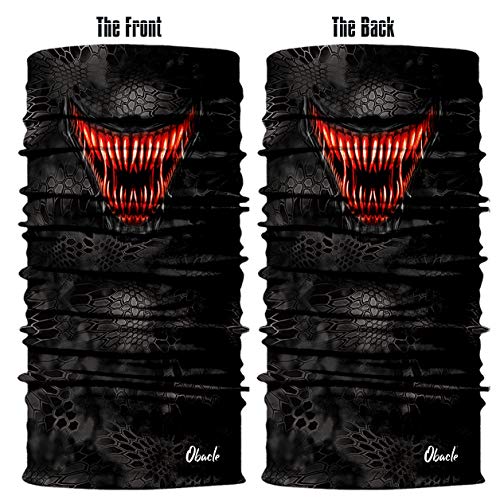 Obacle Bandana Face Mask Neck Gaiter Tube Mask Men Women for Sun Dust Protection - color: Teeth Red Black Face Mask