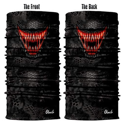 Obacle Bandana Face Mask Neck Gaiter Tube Mask Men Women for Sun Dust Protection - color: Teeth Red Black Face Mask