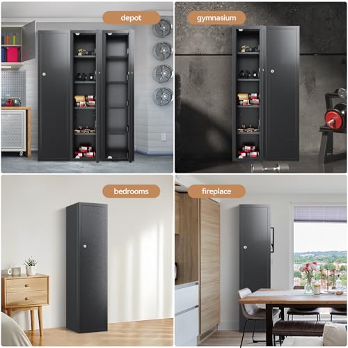KAER Gun Safe, 59-Inch Tall Gun Cabinet, Home Safe, Large Safe for Home Use, Quick Access, with Drawers and Removable Shelves - size: 59-Inch Gun Safe