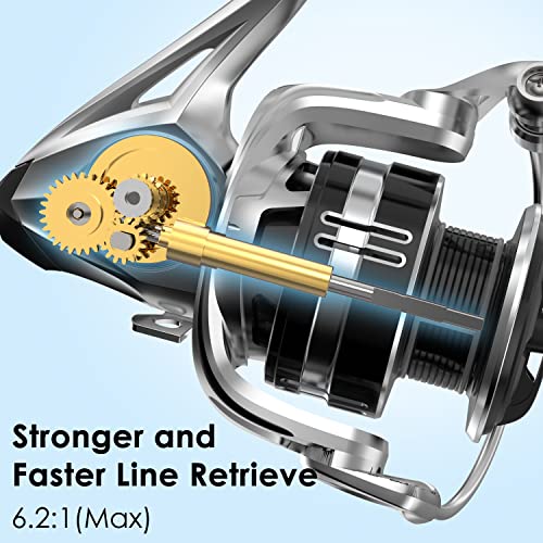 [ 2024 Portable] Travel Fishing Spinning Reel, Smooth 10+1 Stainless BB Fishing Reels for Freshwater, Ultralight Graphite Frame with Carbon Fiber 20LBs Drag Max, 6.2:1 Gear Ratio Reel for Catfish Bass