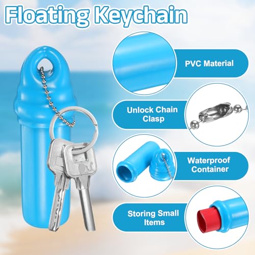 uxcell Floating Keychain, Float Key Ring Holder with Waterproof Container, Float Key Pendant for Fishing - color: Sky Blue