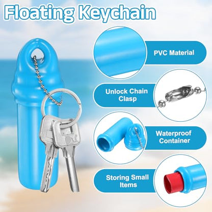 uxcell Floating Keychain, Float Key Ring Holder with Waterproof Container, Float Key Pendant for Fishing - color: Sky Blue