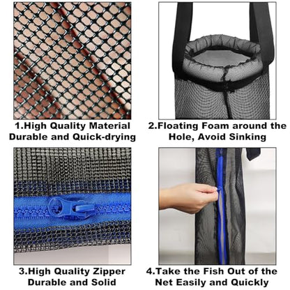 Aventik Floating Fish Basket Mesh Net Cage for Live Bait Storage Fish Raising Kayak Fishing Accessories 15.7in/40cm Height - size: 4.2 GAL-6*6*35.4inch