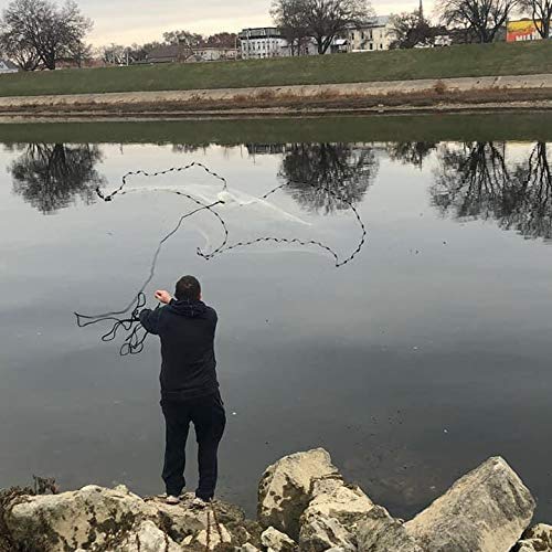 BASSDASH American Saltwater Fishing Cast Net 3/8 1/4-Inch Mesh 4ft 6ft 8ft Radius, 1-Pound Per Foot, for Bait Fish with Utility Bucket Casting - size: 8 Ft, style: 1/4 Mesh