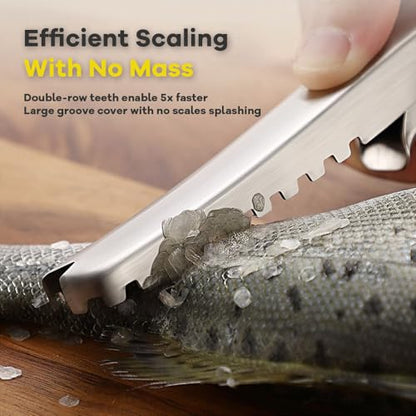 2PCS Fish Scaler, Thickened Stainless Steel Fish Scale Remover, Efficient Fish Scaler Remover No Mess, Sturdy Fish Descaler Tool with Non-Slip Handle, Fish Scaler Tool, Fish Scraper