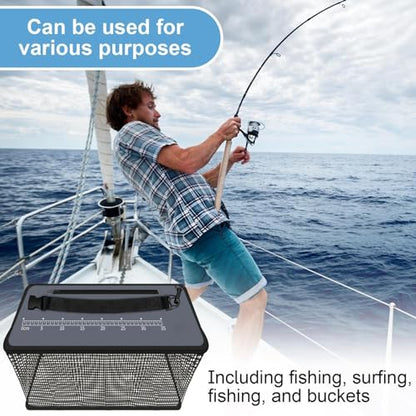 Floating Fish Basket Large Foldable Easy to Use | Fishing Net Cage for Caught Fish Keeping Minnows Shrimp Leaches Other Baits Fresh Water Saltwater