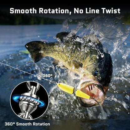 FishTrip 25/50Pcs Fishing Ball Bearing Swivel with Quick Oval Split Rings | High Strength Stainless Steel Smooth Fishing Swivels & Snaps Quick Change Snap Swivels Fishing Tackle Saltwater Freshwater - size: 4#_81lbs
