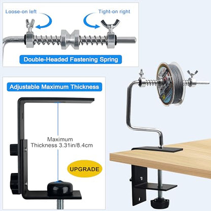 Fishing Line Spooler Portable Fishing Reel Spooler Adjustable Stable Fishing Line Winder Spooler Machine with Clamp Suction Cup Base Spooling Station System for Spinning Casting Reels - color: Style B-With Clamp
