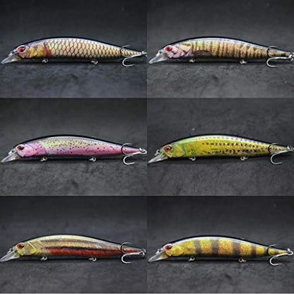 Minnow Crankbait for Bass Fishing Bass Lure Jerkbait Fishing Lures and Tackle Box - color: HM401KB