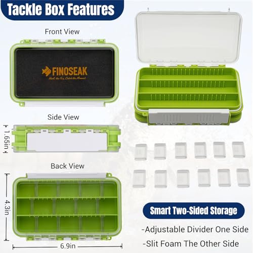 Sturdy Dual Sided Small Tackle Box Organizer, Waterproof Sealed Clear Fishing Tackle Box Tray Storage Case with Slit Foam for Jig Heads-Flies-Spoons-Rigs and Lures (FN0801) - style: FN0801