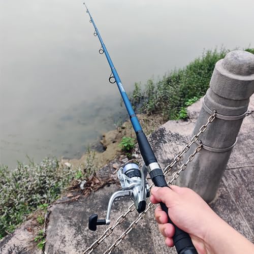 2 Pack Telescopic Fishing Rod and Reel Combo, 2PCS 6.9ft/2.1m Collapsible Fishing Pole, 2PCS Spinning Reel Complete Fishing Kit with Lures Hooks Pliers for Freshwater Travel Beginners - color: Blue