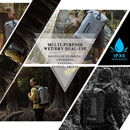 IDRYBAG Waterproof Backpack for Men 20L/30L/40L, Floating Dry Bag Kayak, Dry Backpack Hiking - color: Gray, size: 40L