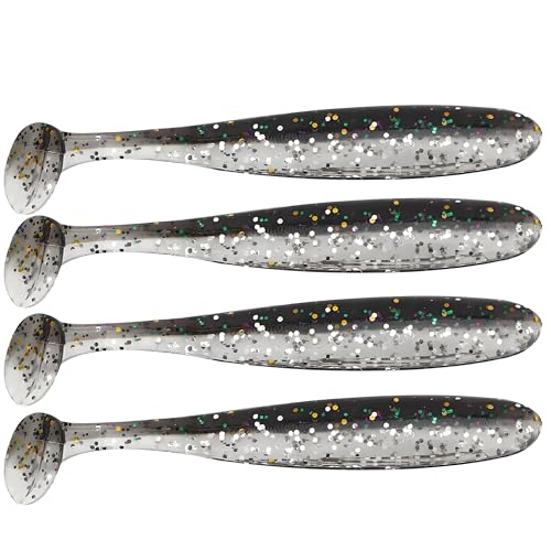 Zer one 20 PCS Fishing Soft Lure 7.5cm/2g Plastic T Tail Bait Artificial Worm Swimbait for Bass Trout Walleye Fishing Accessory - color: Black
