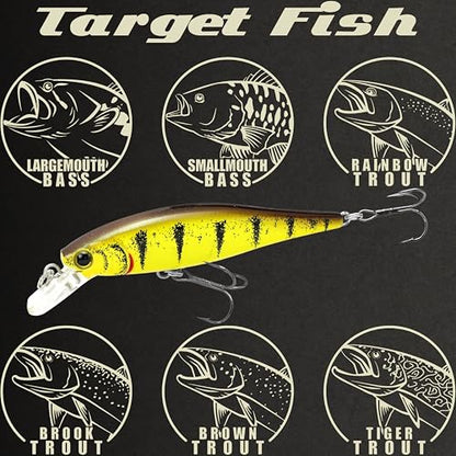 LUCKY CRAFT Pointer 78SP Fishing Lures, 3” Jerkbait Freshwater Bass & Trout Lures, Suspending 4ft–5ft Depth, Jerkbait with Walk-the-Dog Action, Precision Bass Fishing Gear and Accessories - color: 806 Tiger Perch, size: PT65