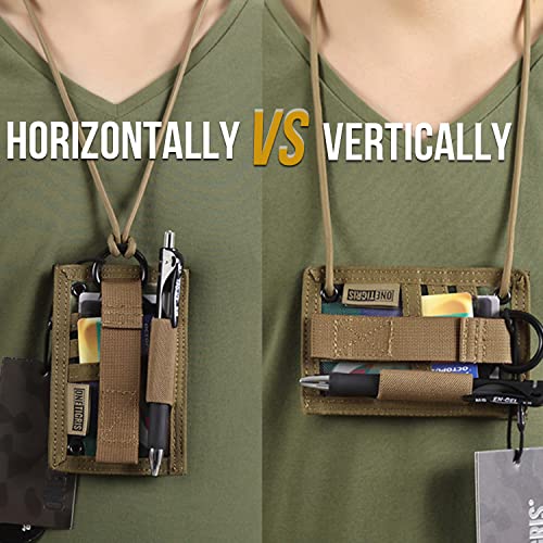 OneTigris Tactical ID Card Holder Hook & Loop Patch Badge Holder Neck Lanyard Key Ring and Credit Card Organizer - color: Camo