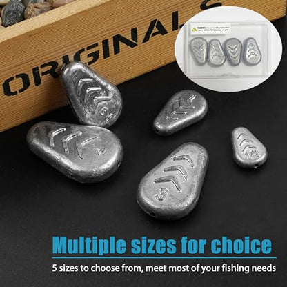 No Roll Sinker Fishing Weights Flat Inline Sinker Weights No Snag Slip Sinkers Surf Fishing Weights Fishing Gear for Catfishing Rigs Saltwater Freshwater - style: 4oz-5pcs