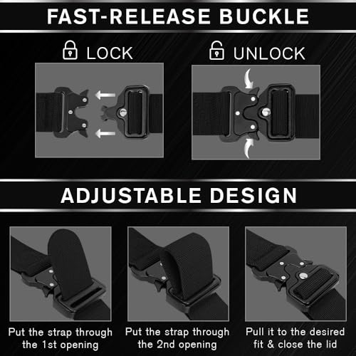 TECEUM Tactical Belt – Heavy-Duty & Quick Release – Military, Work, Rigger, Duty & Utility Belt for Men - color: Buckle 3 - Black, style: Medium-for Waist 36"-42" (Length 49")