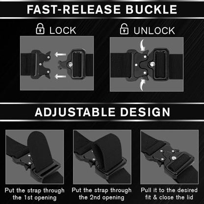 TECEUM Tactical Belt – Heavy-Duty & Quick Release – Military, Work, Rigger, Duty & Utility Belt for Men - color: Buckle 3 - Black, style: Medium-for Waist 36"-42" (Length 49")