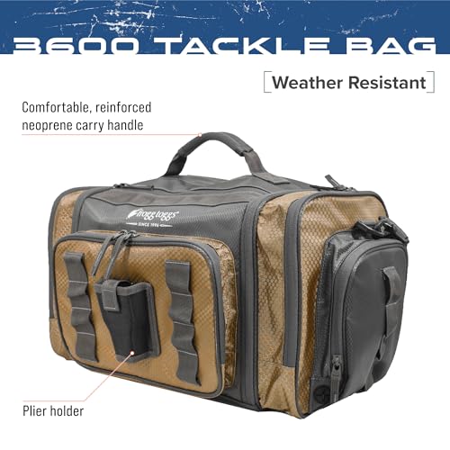 FROGG TOGGS Heavy Duty Fishing Tackle Duffle Bag, Includes Bait Trays - color: Solid Elements Brown, style: 3600