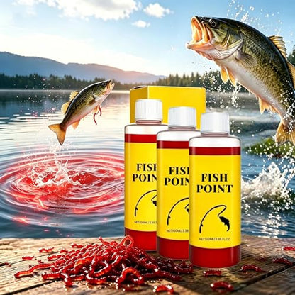 Red Worm Liquid Fish Attractant Spray | Concentrated Bait Scent Additive for Freshwater Fishing | Fast Acting Lure Booster for Watersides & Runs - color: 3pcs