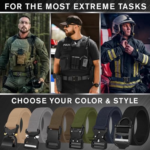 TECEUM Tactical Belt – Heavy-Duty & Quick Release – Military, Work, Rigger, Duty & Utility Belt for Men - color: Buckle 2 - Black, style: Medium-for Waist 36"-42" (Length 49")
