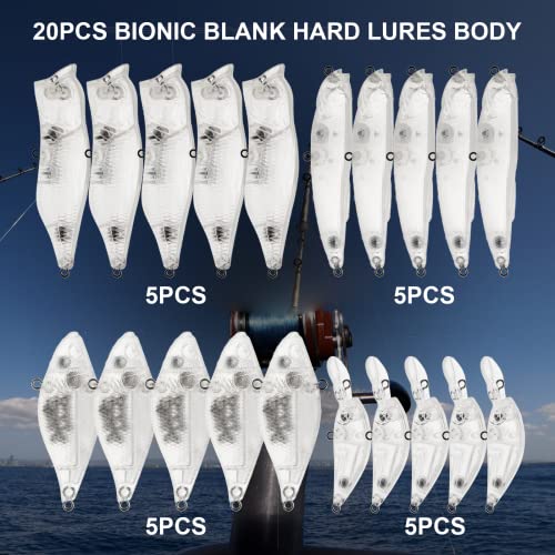 10pcs/20pcs Fishing Blanks Lures Kit Fishing Topwater Unpainted Swimbait Unpainted Crankbaits Hard Baits DIY Lure for Bass Salmon Trout Saltwater and Freshwater - color: C: Fishing Blank Hard Lures Kit 20pcs