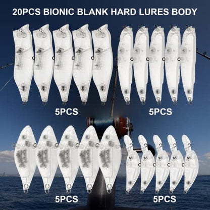 10pcs/20pcs Fishing Blanks Lures Kit Fishing Topwater Unpainted Swimbait Unpainted Crankbaits Hard Baits DIY Lure for Bass Salmon Trout Saltwater and Freshwater - color: C: Fishing Blank Hard Lures Kit 20pcs