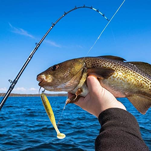100Pack Soft Plastic Lures, T-Tail & Soft Paddle Tail Baits for Saltwater & Freshwater