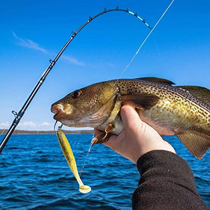 100Pack Soft Plastic Lures, T-Tail & Soft Paddle Tail Baits for Saltwater & Freshwater