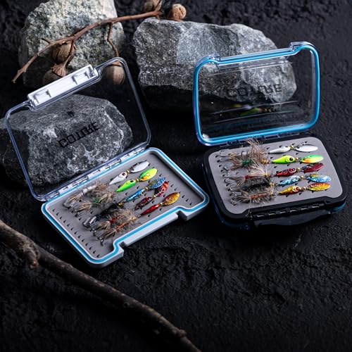 Goture Trout Lures Fishing Spinners,Rooster Bait Tail Bass Fishing Lures with Brass Spinner Blade Fish-Shaped Jig Heads for Freshwater Saltwater,Salmon Steelhead Trout Spinner Bait with Tackle Box - color: A:10pcs Trout Spinners