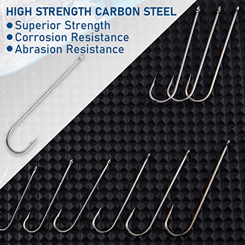 Dr.Fish 100 Pack Aberdeen Hooks Freshwater Fishing Hooks, Extra Long Shank Light Wire, Crappie/Bass/Bream/Bluegill/Panfish Fishing - size: #6-100 Pack