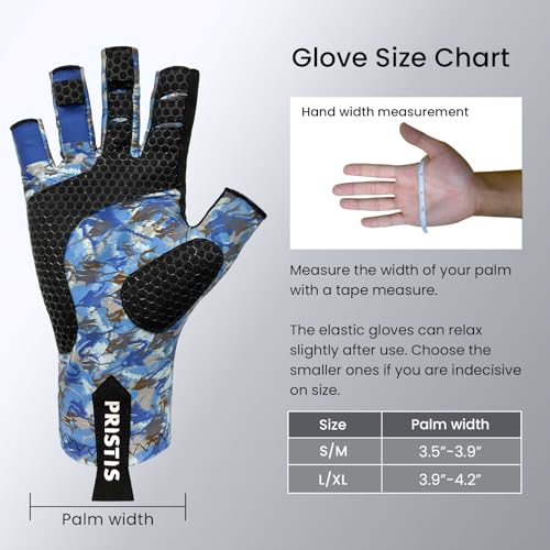 Pristis Half-Finger Fishing Gloves, UPF 50+ Breathable Quick Drying Fingerless Sun Gloves for Women Men, Fly Fishing Hunting Paddling Sailing Kayaking Hiking Canoeing Cycling - color: Snow CAMO, size: S - M