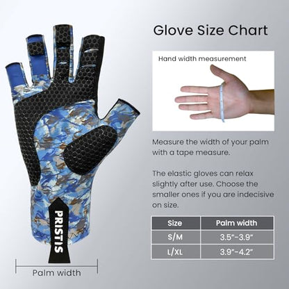 Pristis Half-Finger Fishing Gloves, UPF 50+ Breathable Quick Drying Fingerless Sun Gloves for Women Men, Fly Fishing Hunting Paddling Sailing Kayaking Hiking Canoeing Cycling - color: Snow CAMO, size: L - XL