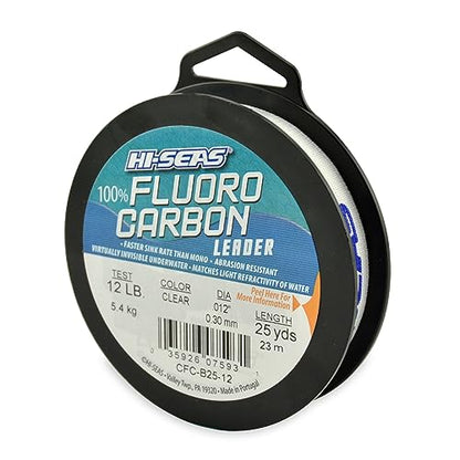 HI-SEAS 100% FLUOROCARBON Fishing LINE Leader - Clear Invisible Leader UNDETECTABLE to Fish, Fast Sinking 6LB-400LB - style: 0.012 in / 0.30 Mm, 12 Lb, 25 Yd