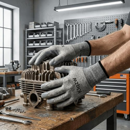 ANSI A3 Cut Resistant Work Gloves, 6 Pairs, XL | ANSI A3 Cut Proof, 13G HPPE Nitrile Coated, Non PFAS, Superior Oil Grip, All-Day Breathable, Durable, Easy Size ID