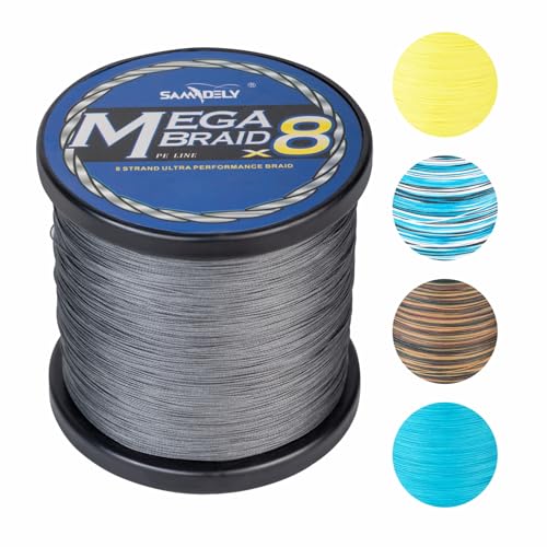 Braided Fishing Line, 8 Strands, Abrasion Resistant, No Stretch, Colored for Visibility, Saltwater/Freshwater - color: X8 Gray, size: 40LB (1000 yards)