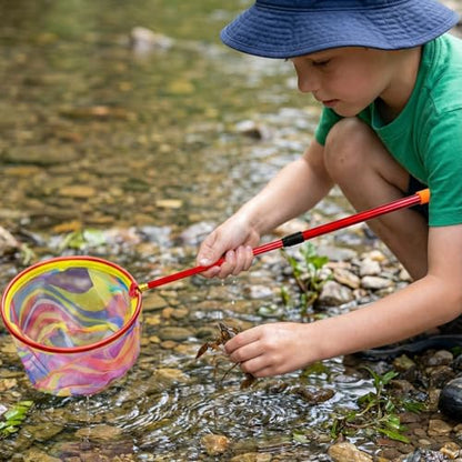 Fishing Net with Bucket Fishing or 3 Pack Retractable Lightweight Landing Net with Aluminum Rod Handle Kids Fishing Nets for Youth Catch and Release Butterfly Nets - color: 2Pack（Blue+red）