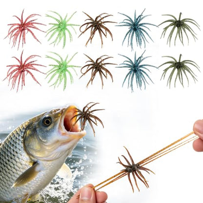 Tentacle Fishing Lure,Dice Bait Soft Plastic Swim Bait,Sea Urchin Lure,for Drop Shot,Weird Fishing Rig,Trout Sea Bass Mandarin Fish Catfish Slow Sinking Soft Lure 2.36 in,3.9 in and 4.3 in. - size: 10PC-2.36"