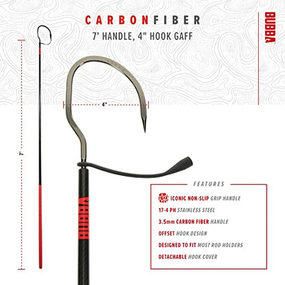 BUBBA 7 Foot Gaff with 4 Inch Stainless Steel Offset Hook, Non-Slip Grip Handles and Carbon Fiber Shaft for Fishing, Boating and Outdoors - size: 7 Foot 4 Inch