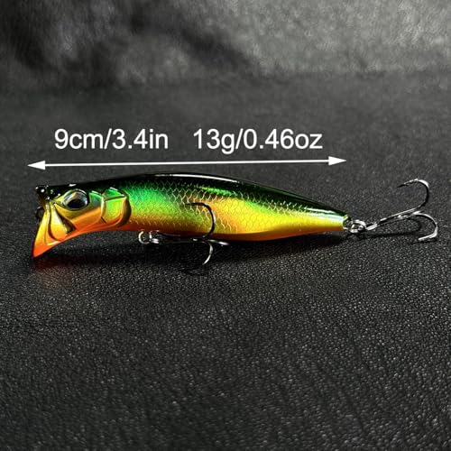 9cm/13g 3pcs/Box Floating Topwater Fishing Lures Surface Popper Fishing Lure Long Casting Artificial Bait Topwater Pencil Swimbait Wobblers Flounder Sea Bass Pike - color: A