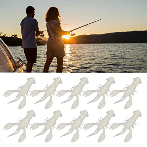 Flexible PVC Soft Fishing Lure Crawdad Baits, Set of 10 Portable Shrimp Lures, Reusable Elastic Bait for Outdoor Fishing Enthusiasts - color: Luminous