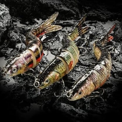 HADORAM Lure Slow Sinking Glide Bait with Fur Tail Lifelike Fishing Tackle for Trout Shad Bass Musky - color: 5.4in-3Pcs