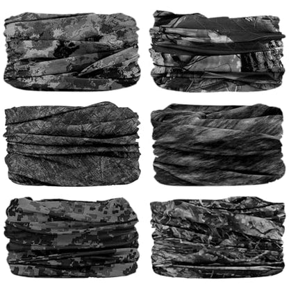 Neck Gaiter for Men Women Headwear Bandana Head Wrap Face Scarf Mask Cover Warmer Balaclava-Seamless & Versatile - color: A-6pcs-black Camo Jungle