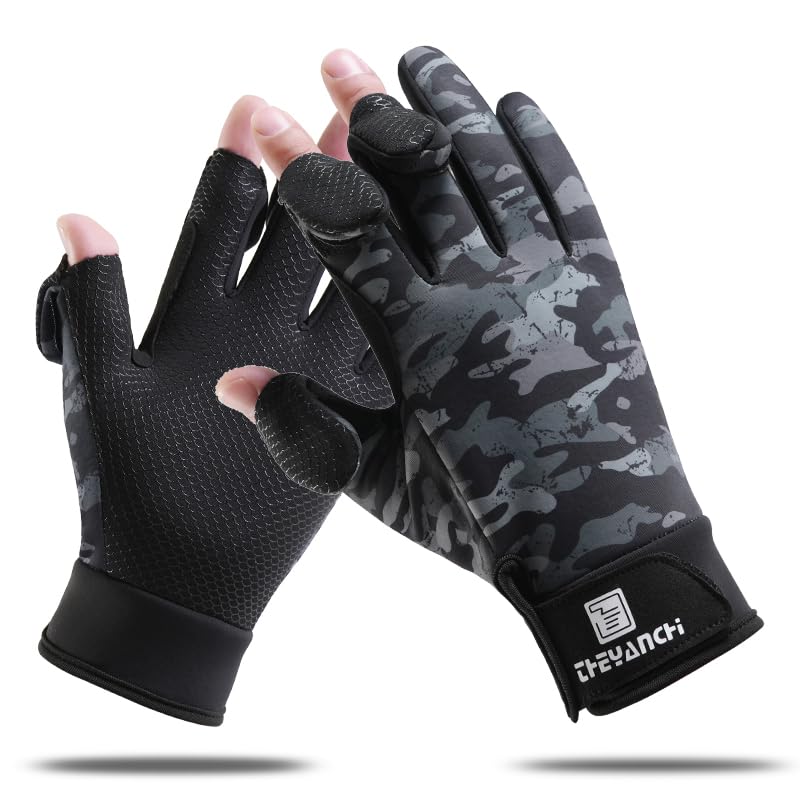 SUJAYU Fullfinger Fishing Gloves Men & Women, Ice Fishing Gear Hunting Gloves for Men Cold Weather, Kayak Glove Fishing Glove Cold Weather Hunting Gear Cold Weather Fishing Gear - color: Camo Grey, size: Medium