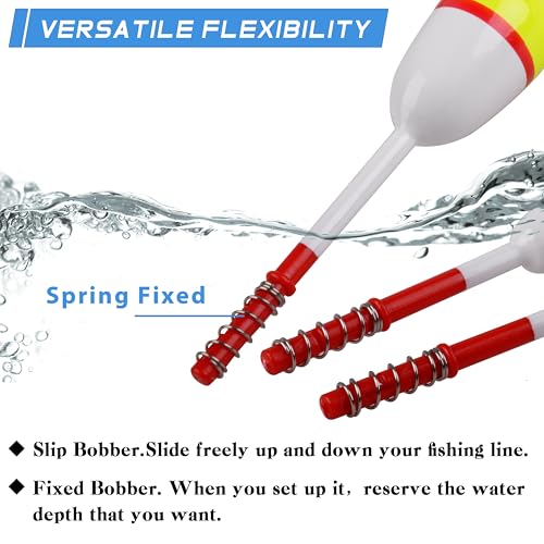 AGOOL Slip Bobbers Wood Fishing Floats and Bobbers Spring Bobbers Stick Slip Bobbers for Crappie Fishing Bobbers for Crappie Panfish Walleyes Trout Bass Fishing 5/10pcs - color: 1.57 x 0.91 x 5.63 inch - 10pcs