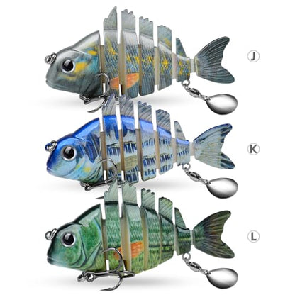 Crankbait Fishing Lure Pike Muskie Lures Lifelike Multi Jointed Swimbait Segement Hard Minnow Bait Treble Hook - color: HS078JKL-3pcs/set