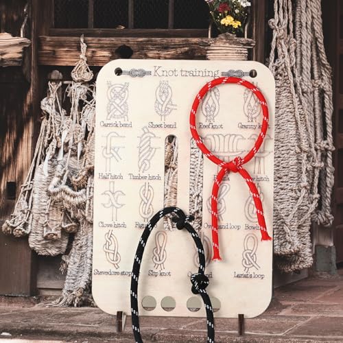 Learn Knot Training Board Knot Tying kit Learn to Tie Knot Training Board 16 Knotting Methods for Beginners Knot Tying Book Adults Beginner for Outdoor Survival Camping Climbing Practice
