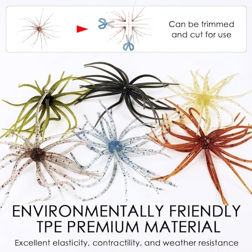 6 Pcs Soft Urchin Lures Fishing Saltwater Slow Floating Lures for Bass Trout Crappie - color: 3.54in/0.1oz