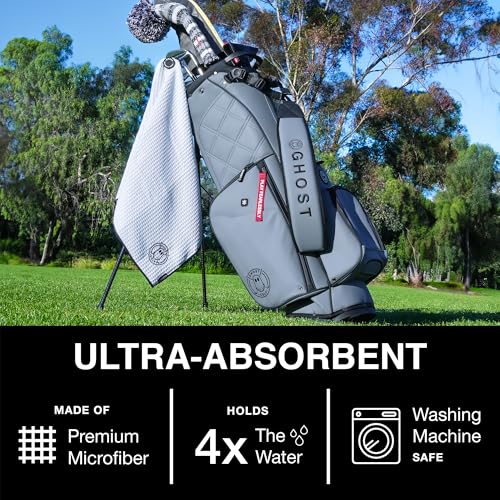 Ghost Golf Magnetic Towel (Caddie) - Premium Ultra-Absorbent Microfiber Golf Towel with Magnet for Golf Carts or Clubs - 18" x 40" Golfing Gear - Waffle Weave Pattern (Kelly Green) - color: Kelly Green